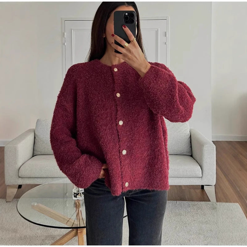 Damen Fluffiger Boucle-Pullover WW