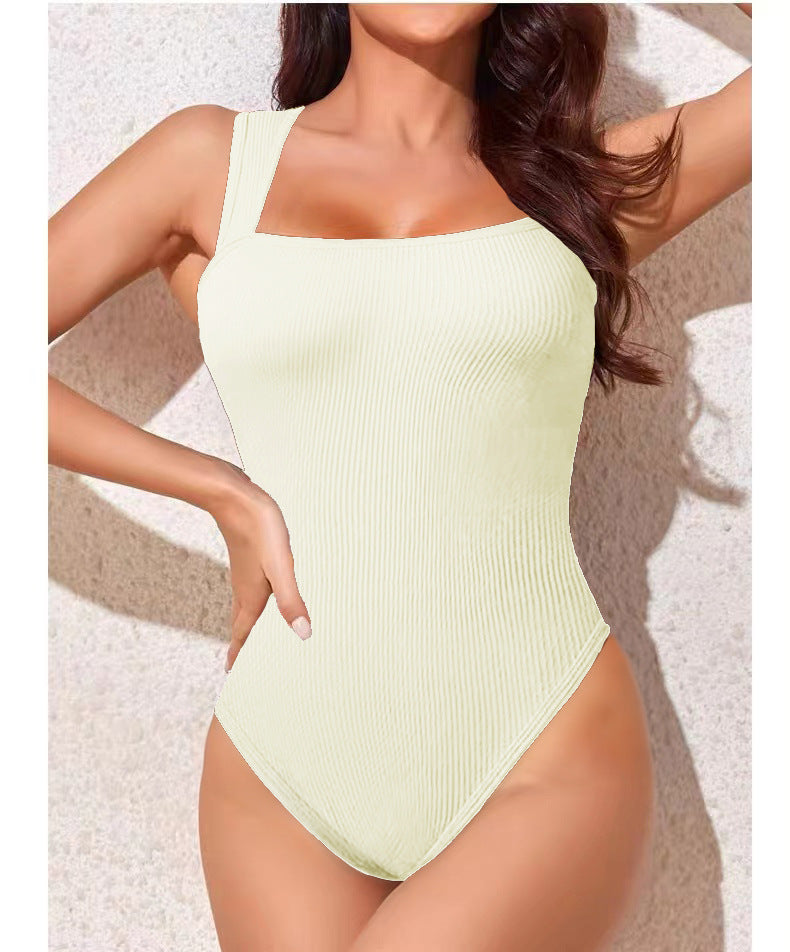 Damen Einteiler Badeanzug mit trendiger Rippstruktur WW