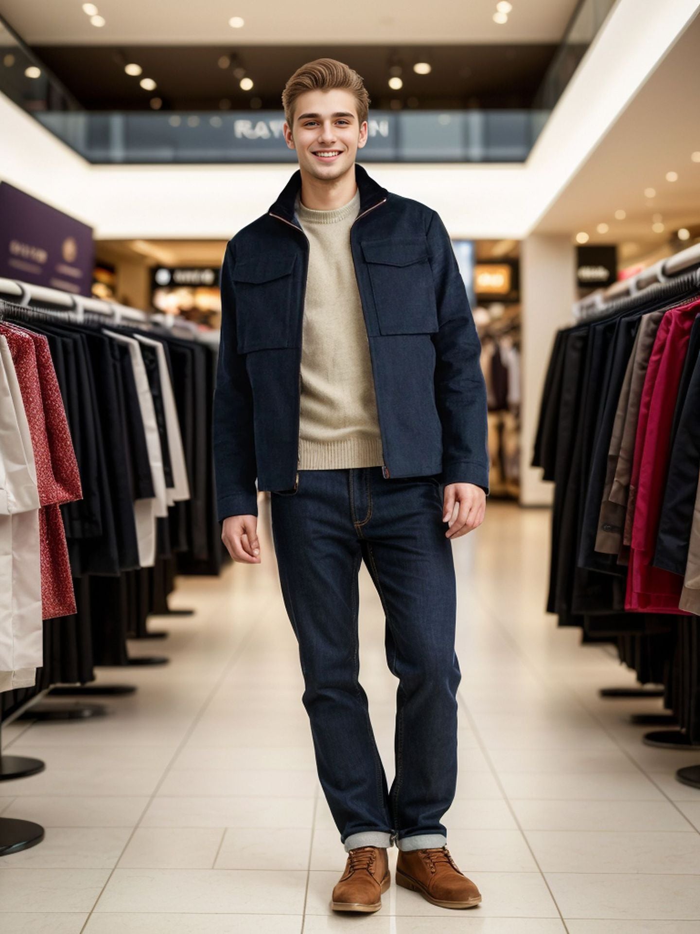 Herren praktische Utility-Jacke mit großen aufgesetzten Taschen WW