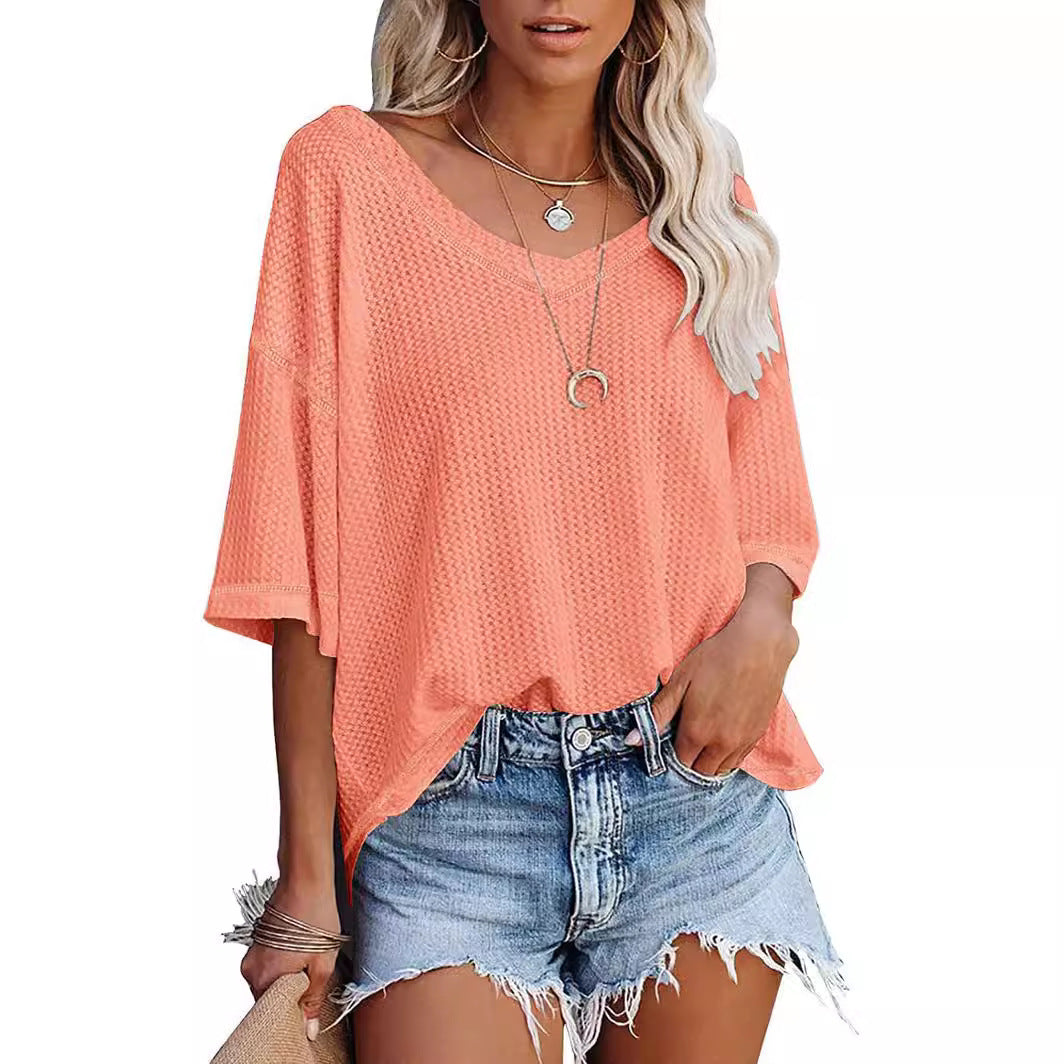 Damen lässiges Oversized-Oberteil mit strukturiertem Webmuster WW