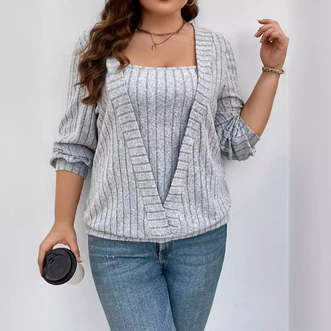 Damen vielseitige Strickjacke mit eleganter Rippenstruktur WW