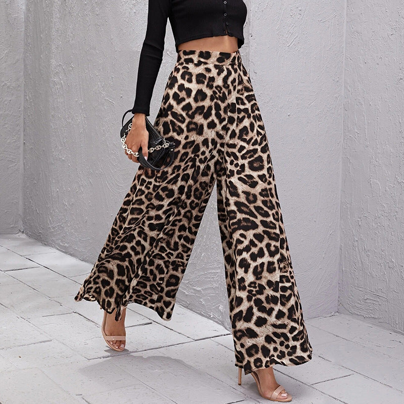 Damen Weitbeinige Hose im trendigen Leopardenmuster WW