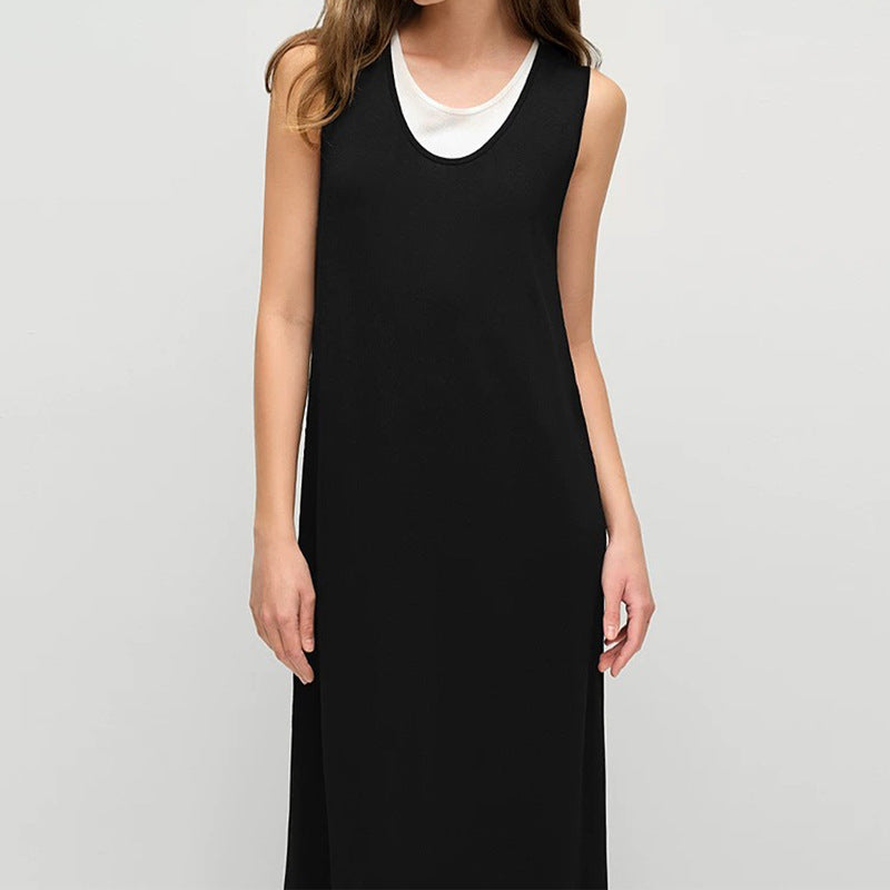 Damen ärmelloses Maxikleid mit geschichtetem Detail WW