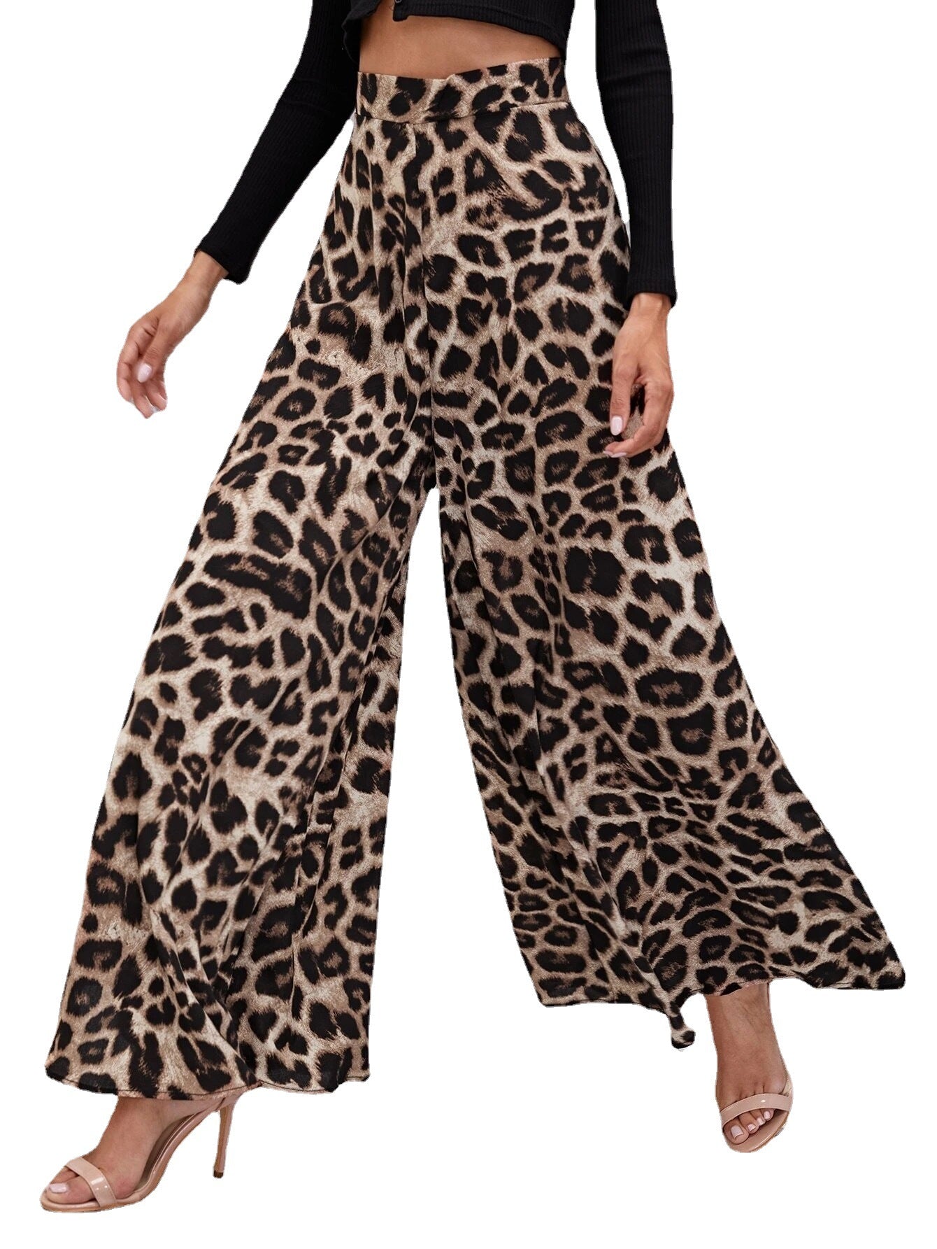 Damen Weitbeinige Hose im trendigen Leopardenmuster WW