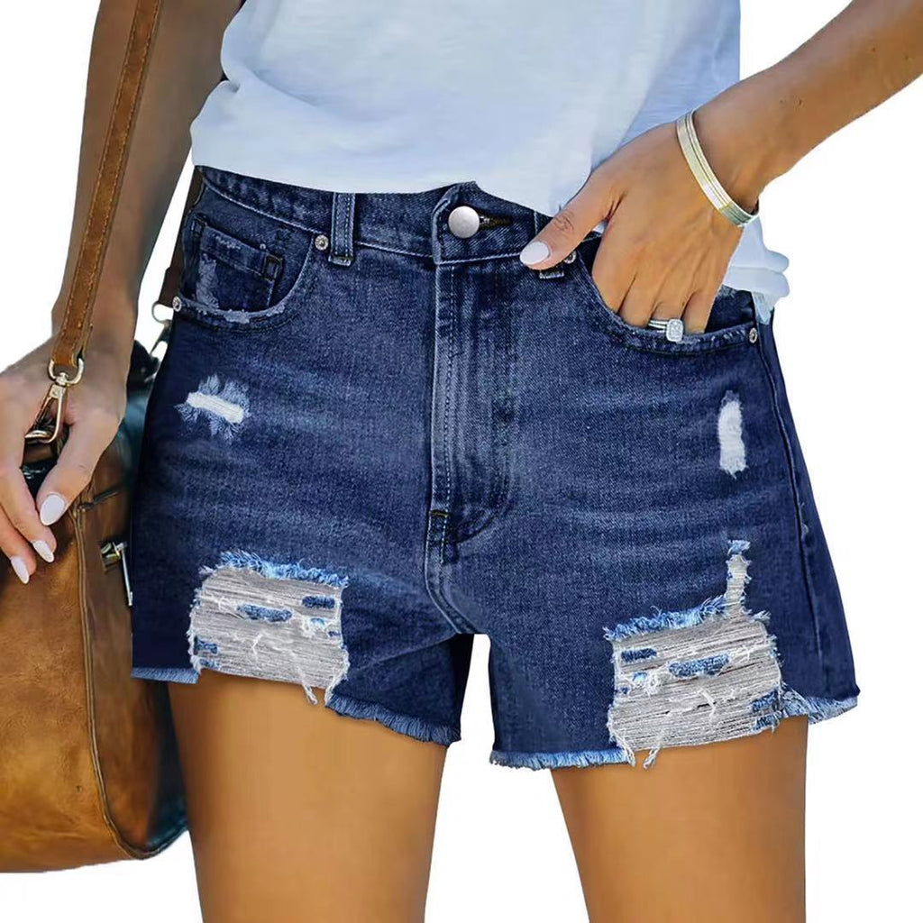 Damen Jeans-Shorts mit modischen Distressed-Details WW