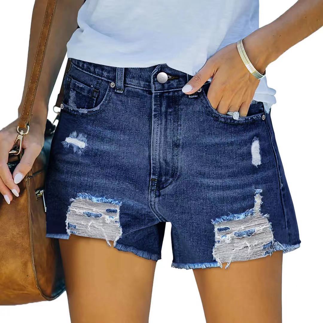 Damen Jeans-Shorts mit modischen Distressed-Details WW