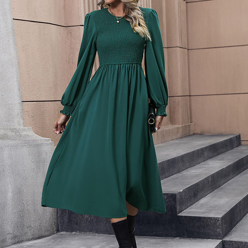 Damen Midi-Kleid mit elegantem Halblangen Schnitt und Raffungsdetails WW