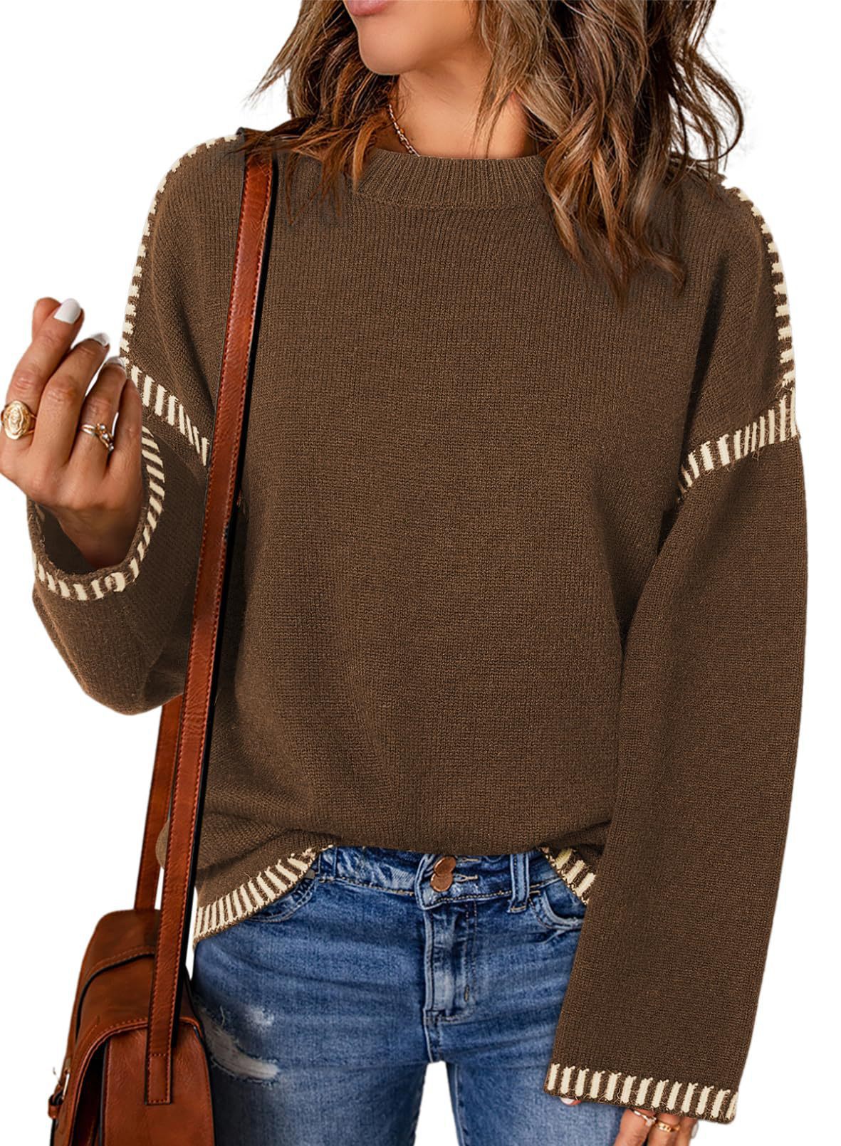 Damen lässiger Pullover mit strukturiertem Detail und seitlichem Schlitz WW