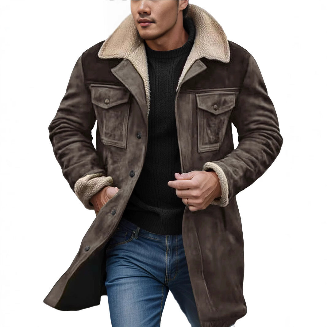 Herren Bikerjacke aus Kunstleder mit abnehmbarem Fellkragen WW