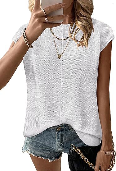 Damen Kurzarm Strickpullover WW