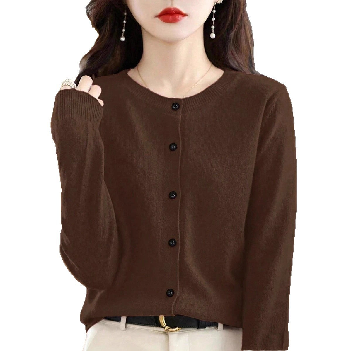 Damen Feine Strickjacke mit Knopfleiste und weichem Material WW