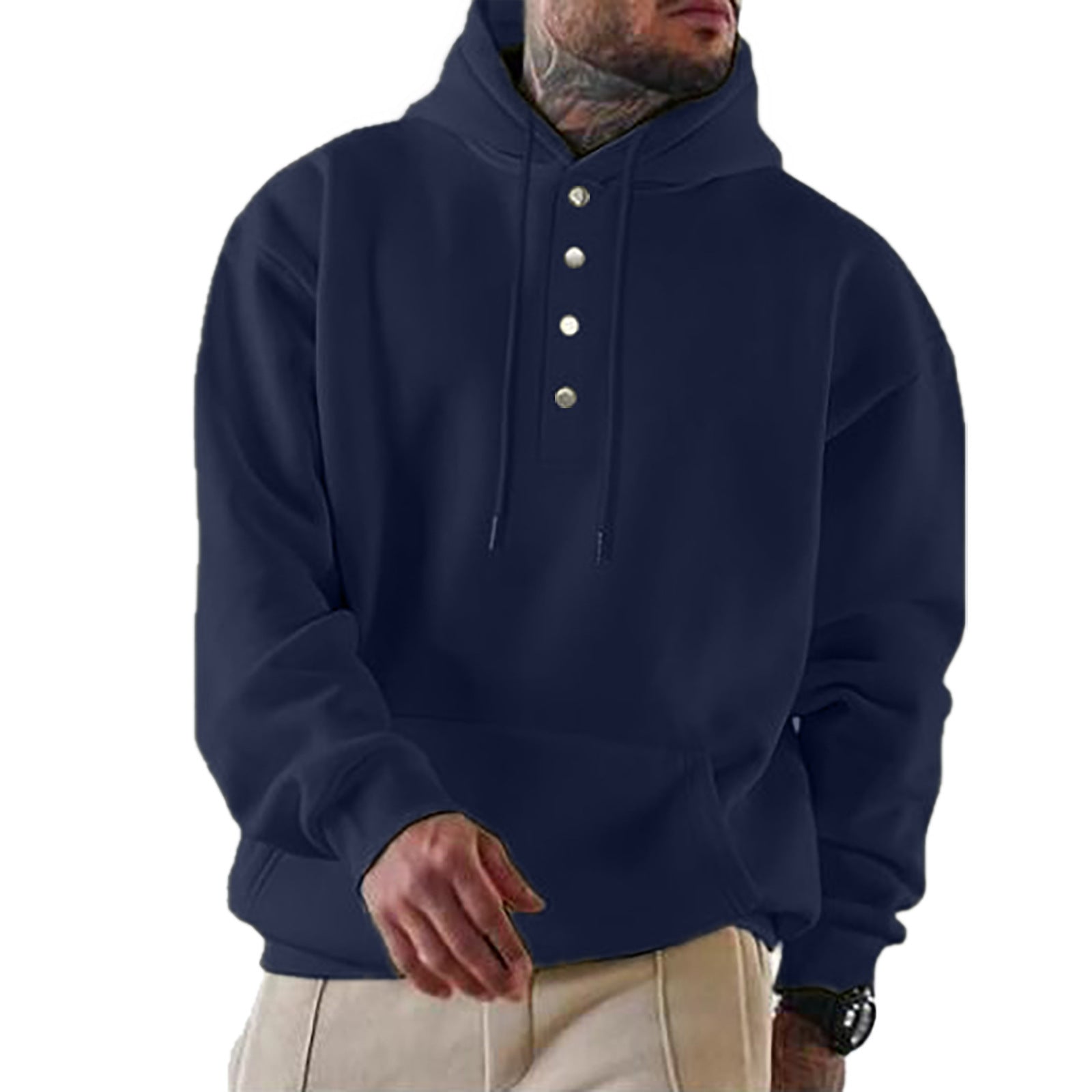 Herren Kapuzenpullover mit modischen Druckknöpfen WW