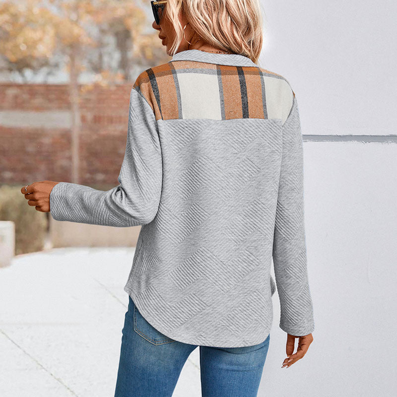 Damen Smarter Pullover mit strukturierter Oberfläche und modischer Knopfleiste WW