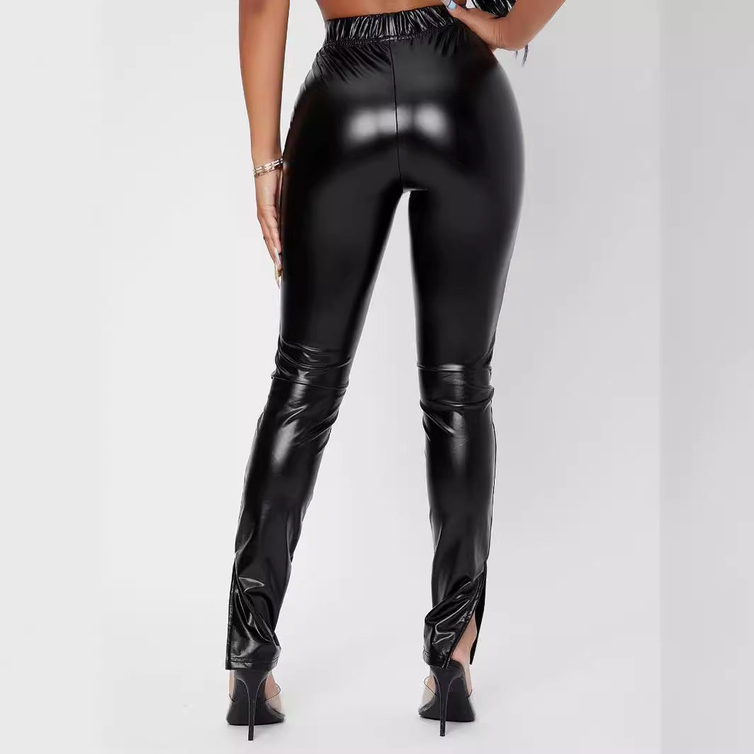 Damen Hochglänzende Leggings mit figurbetonter Passform WW
