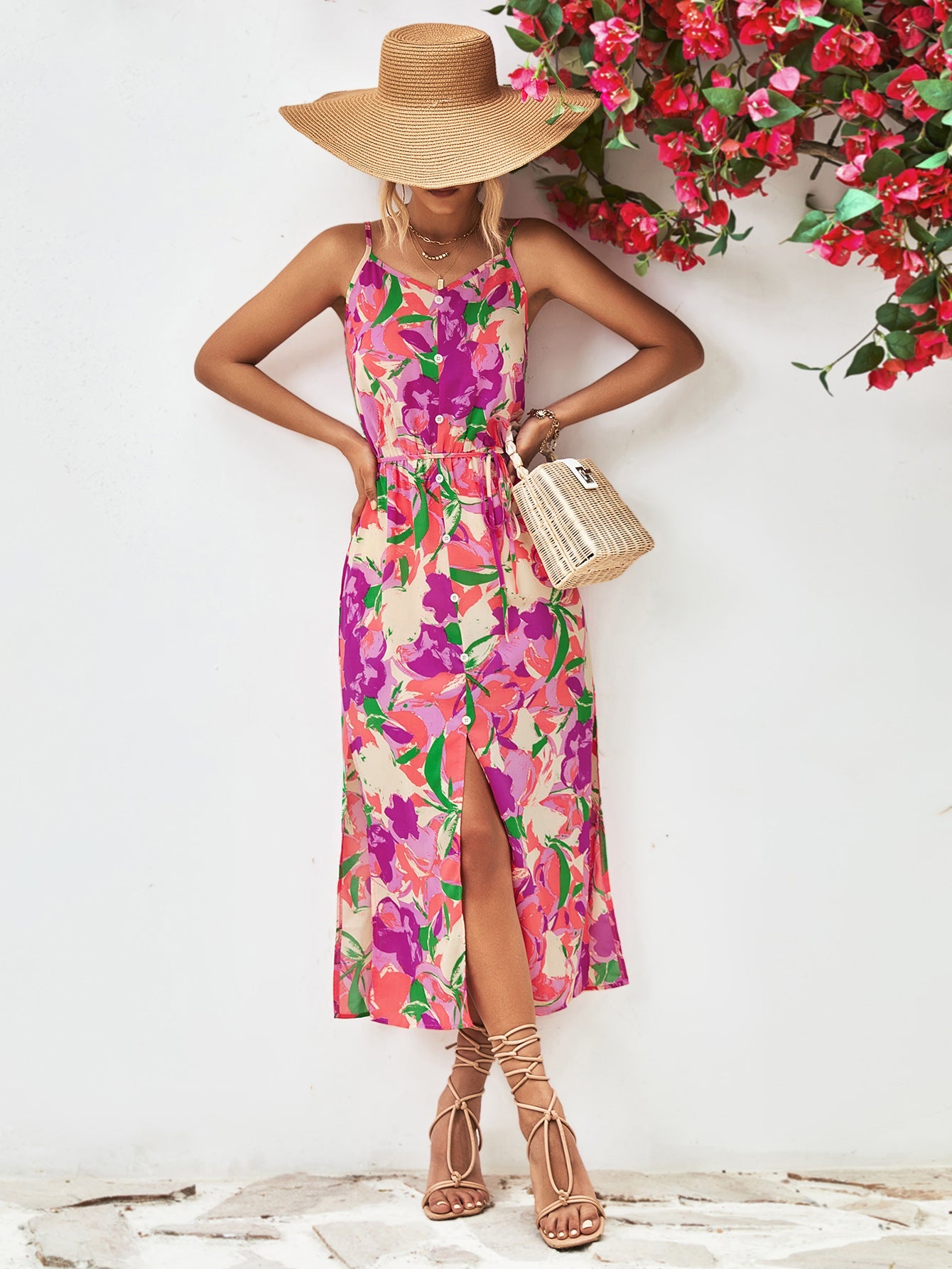 Damen Maxikleid mit verspieltem floralem Design und knöpfbarem Top WW