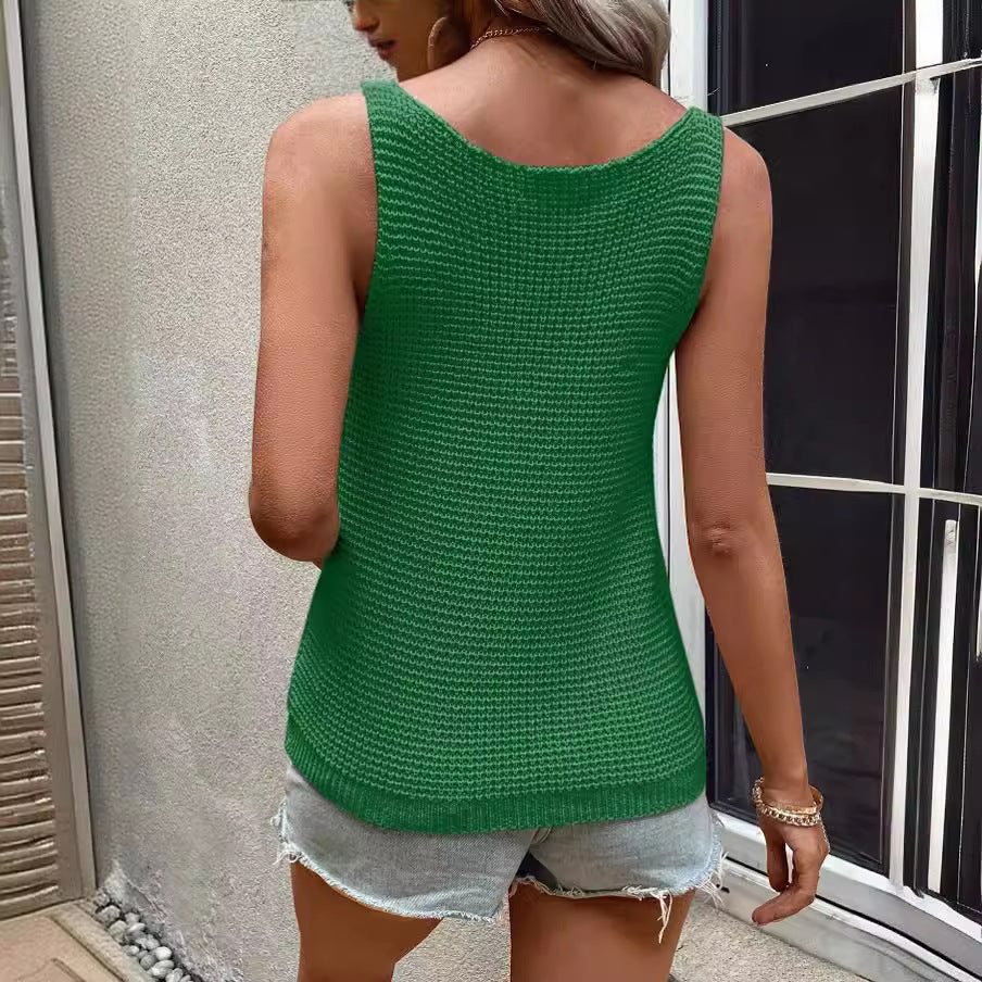 Damen Luftiges Stricktop mit modernem Waffelmuster WW