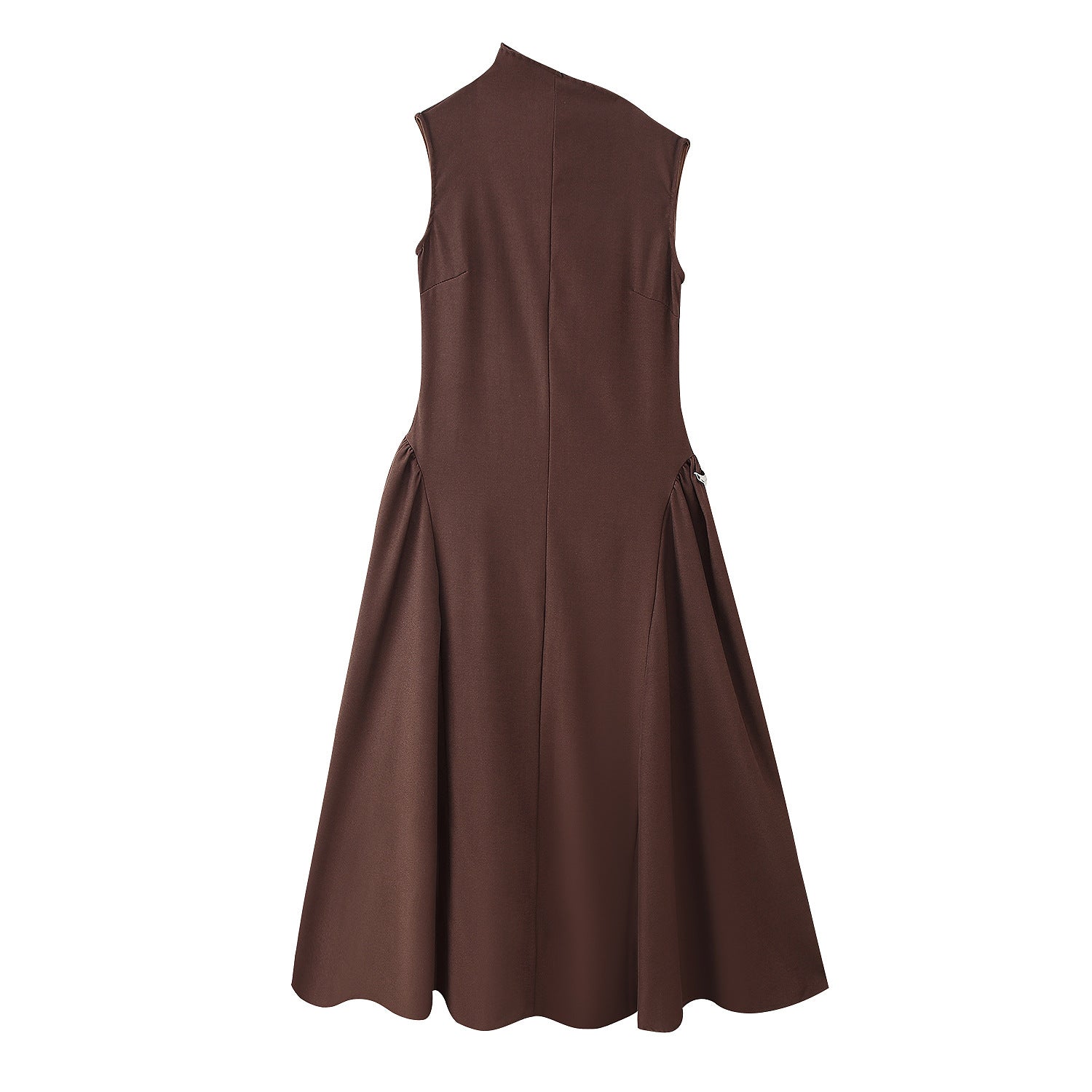 Damen A-Linien Kleid mit asymmetrischem Ausschnitt und eleganten Falten WW