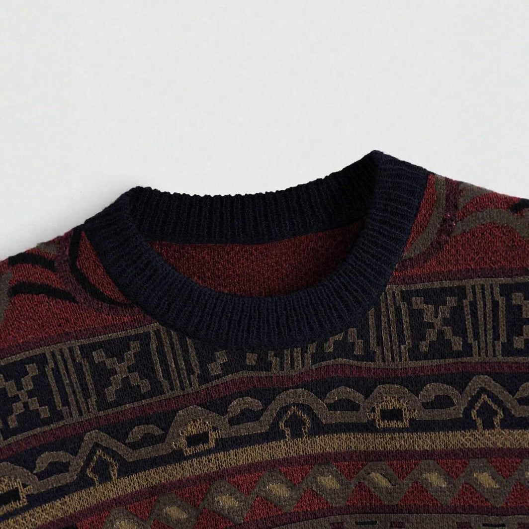 Damen lässiger Pullover mit vielfältigem Ethnomuster WW