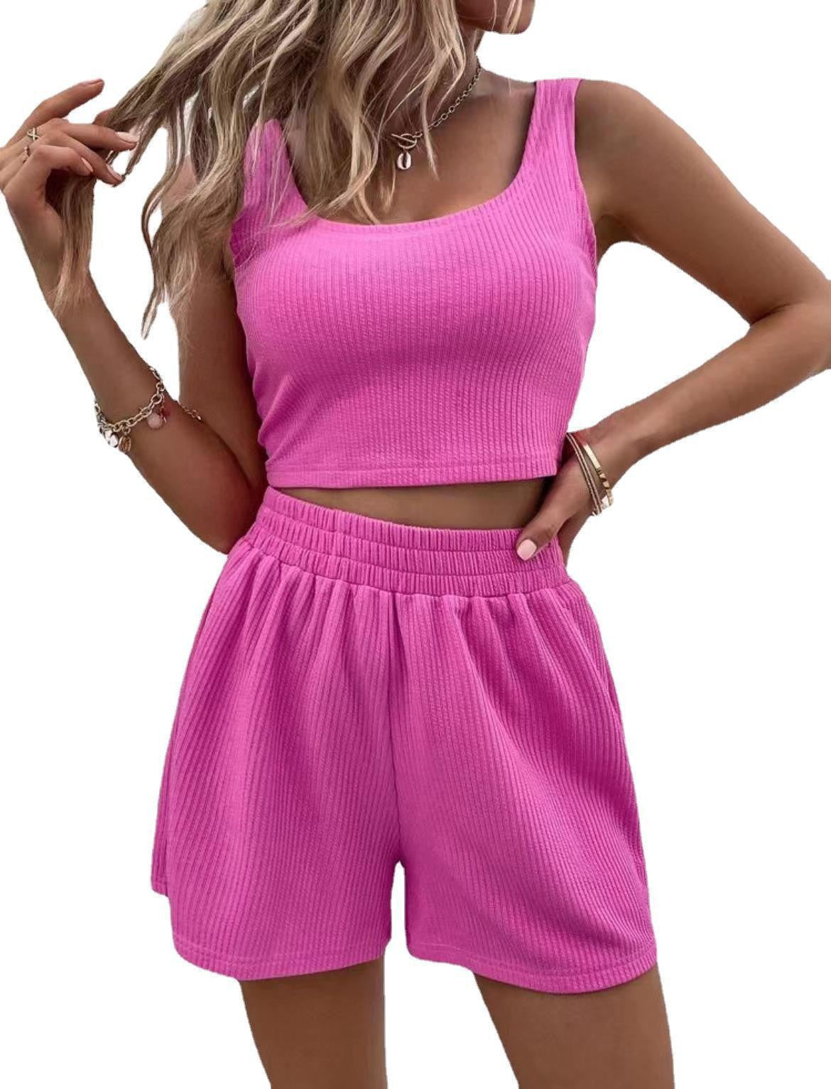 Damen sportliches Zweiteiliges Set mit elastischem Bund und lässigem Schnitt WW