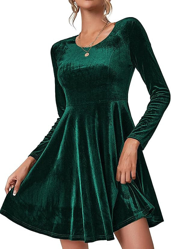 Damen elegantes A-Linien Kleid aus samtigem Material WW