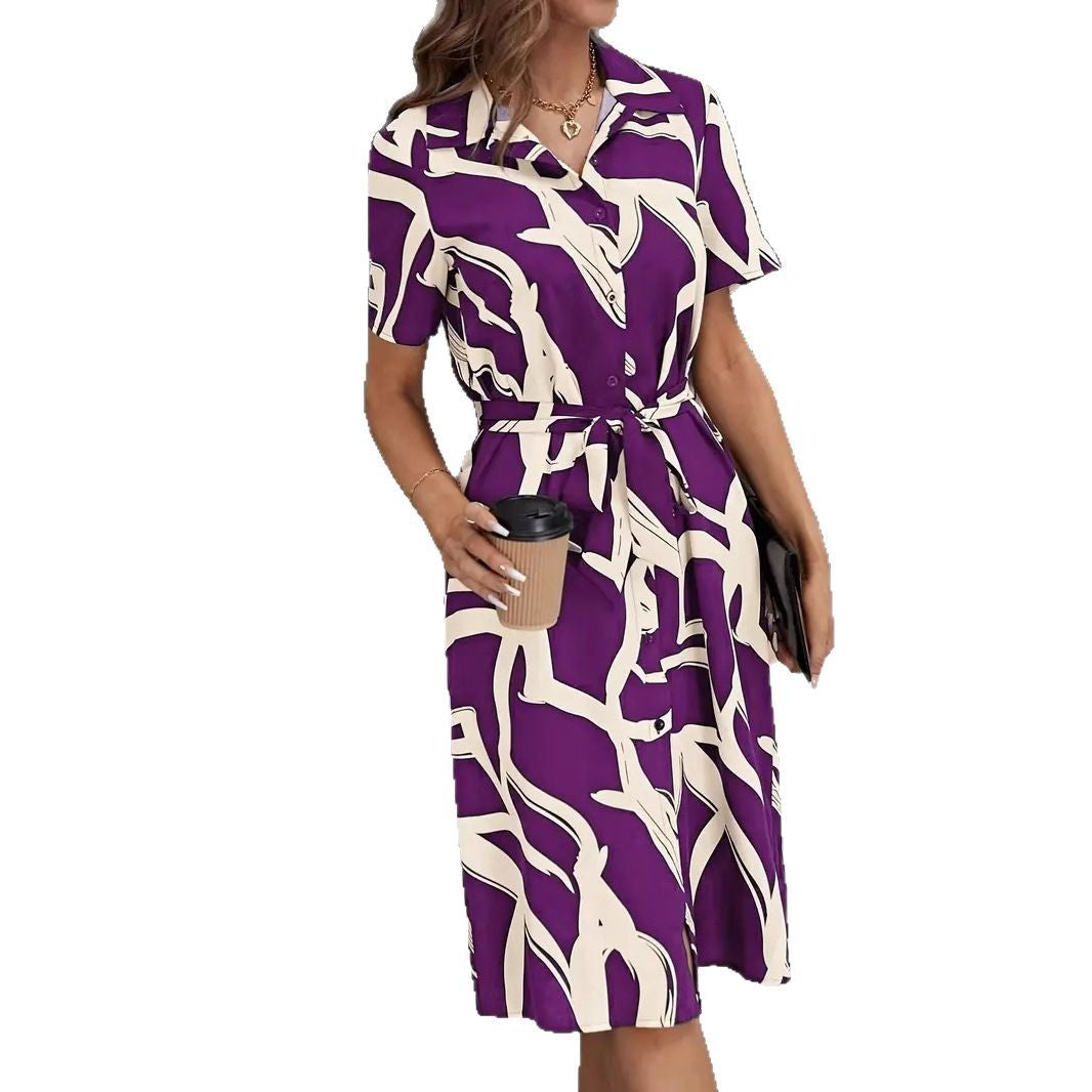 Damen Elegante Krawatten-Taile Hemdkleid WW