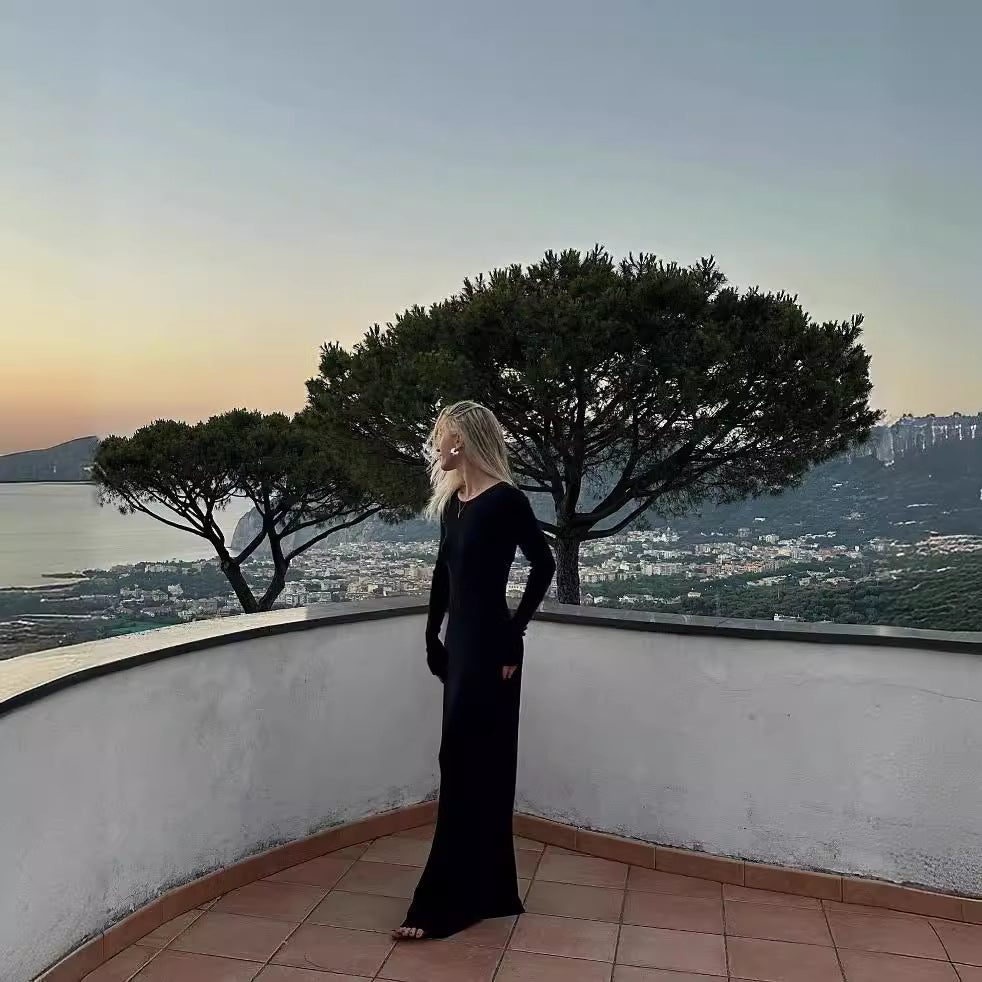 Damen Elegantes Langarm-Minikleid mit figurbetonter Silhouette und asymmetrischem Saum WW