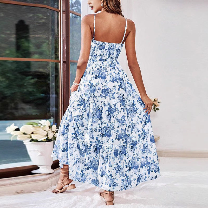 Damen Maxikleid mit schickem Blumenmuster und elastischem Oberteil WW