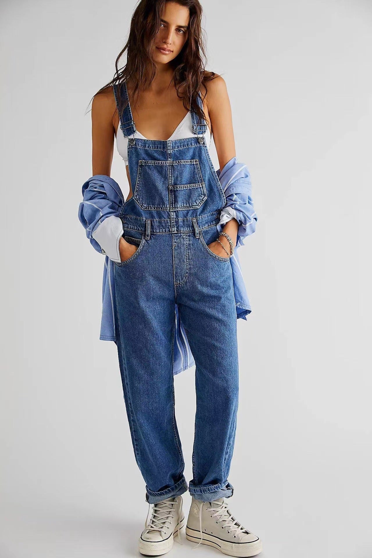 Damen Lässige Latzhose aus hochwertigem Baumwollgemisch WW