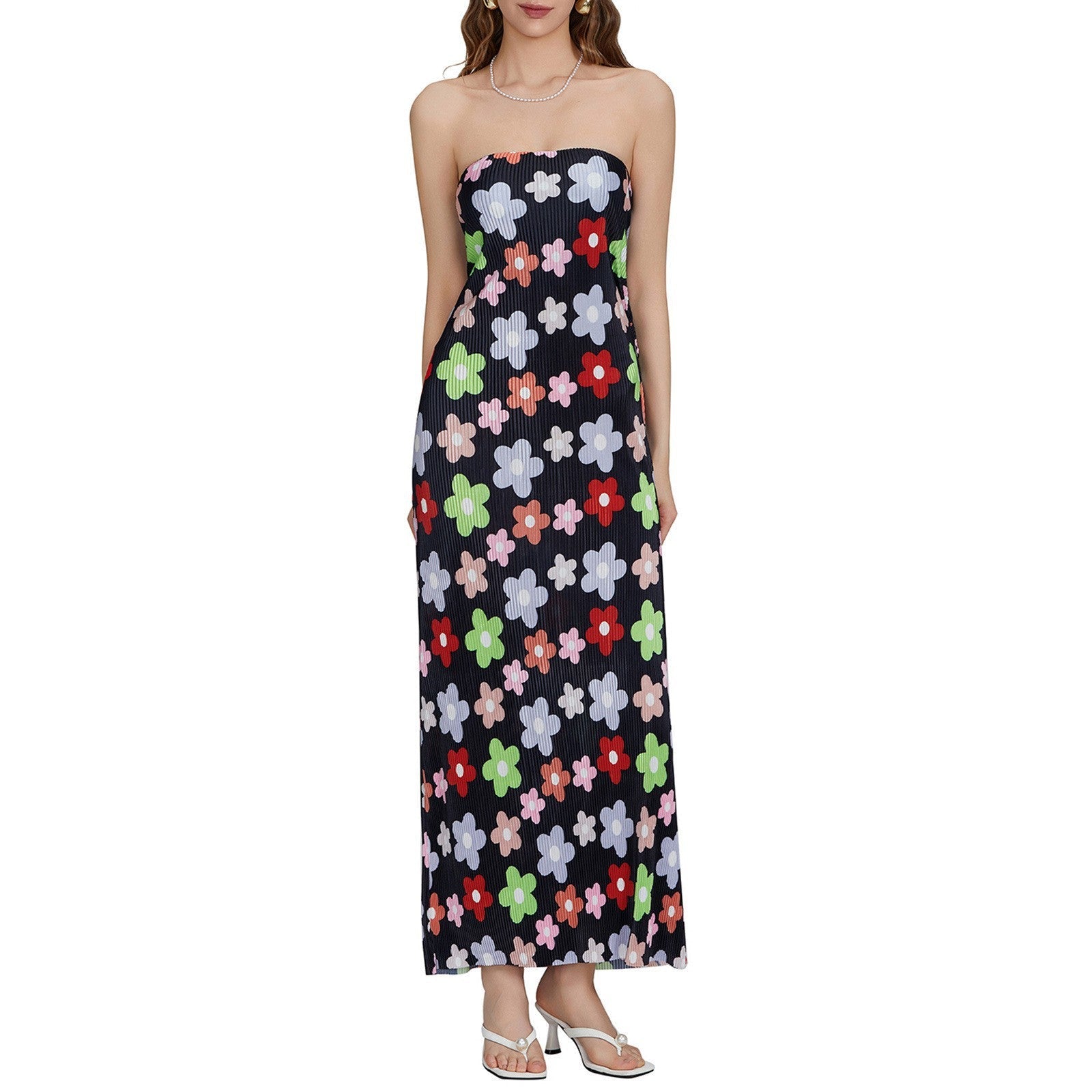 Damen Maxikleid mit buntem grafischen Muster WW