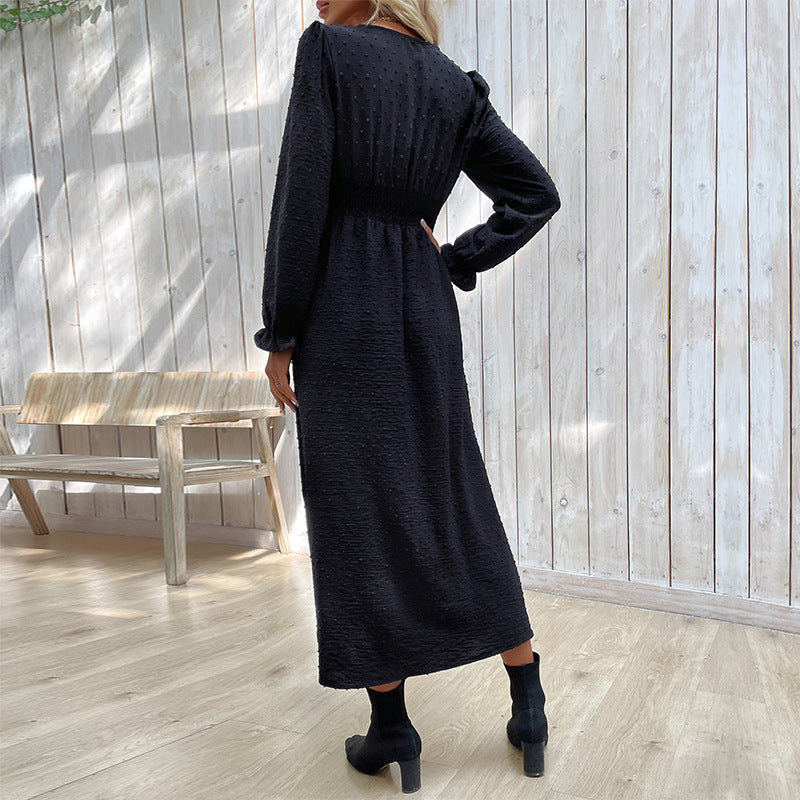 Damen Maxikleid mit elegantem V-Ausschnitt und raffiniertem Schlitz WW