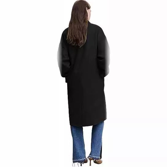 Damen eleganter und lässiger Wollmantel mit doppelter Knopfleiste WW