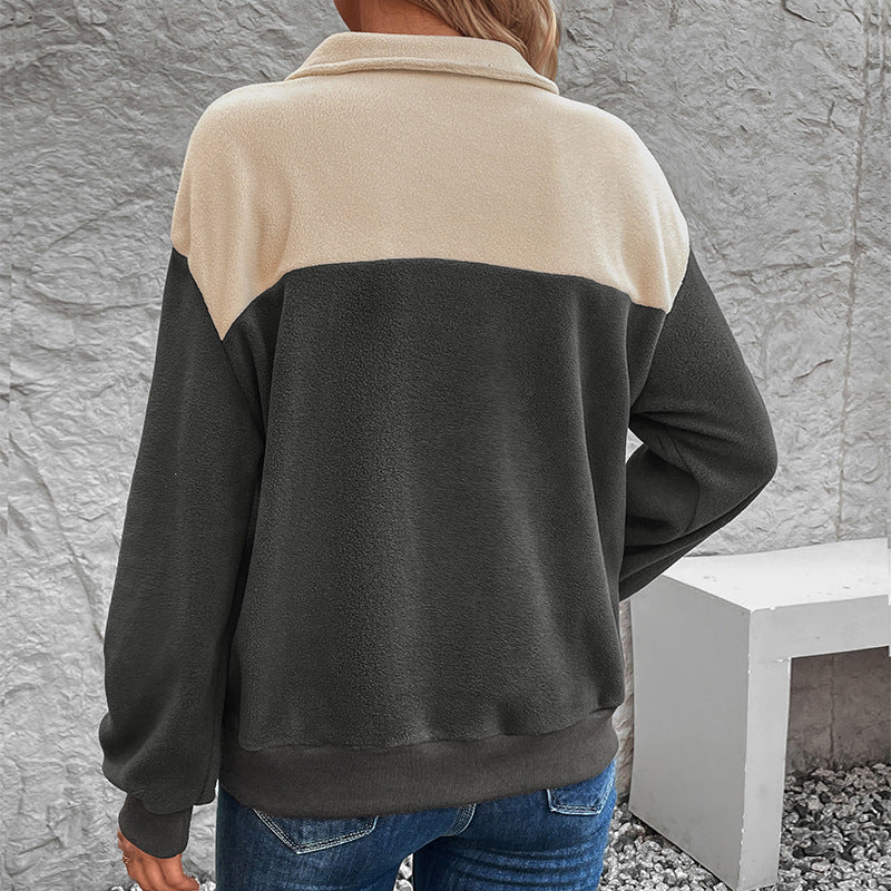Damen Fleece-Pullover mit knopfbarem Kragen und praktischer Brusttasche WW