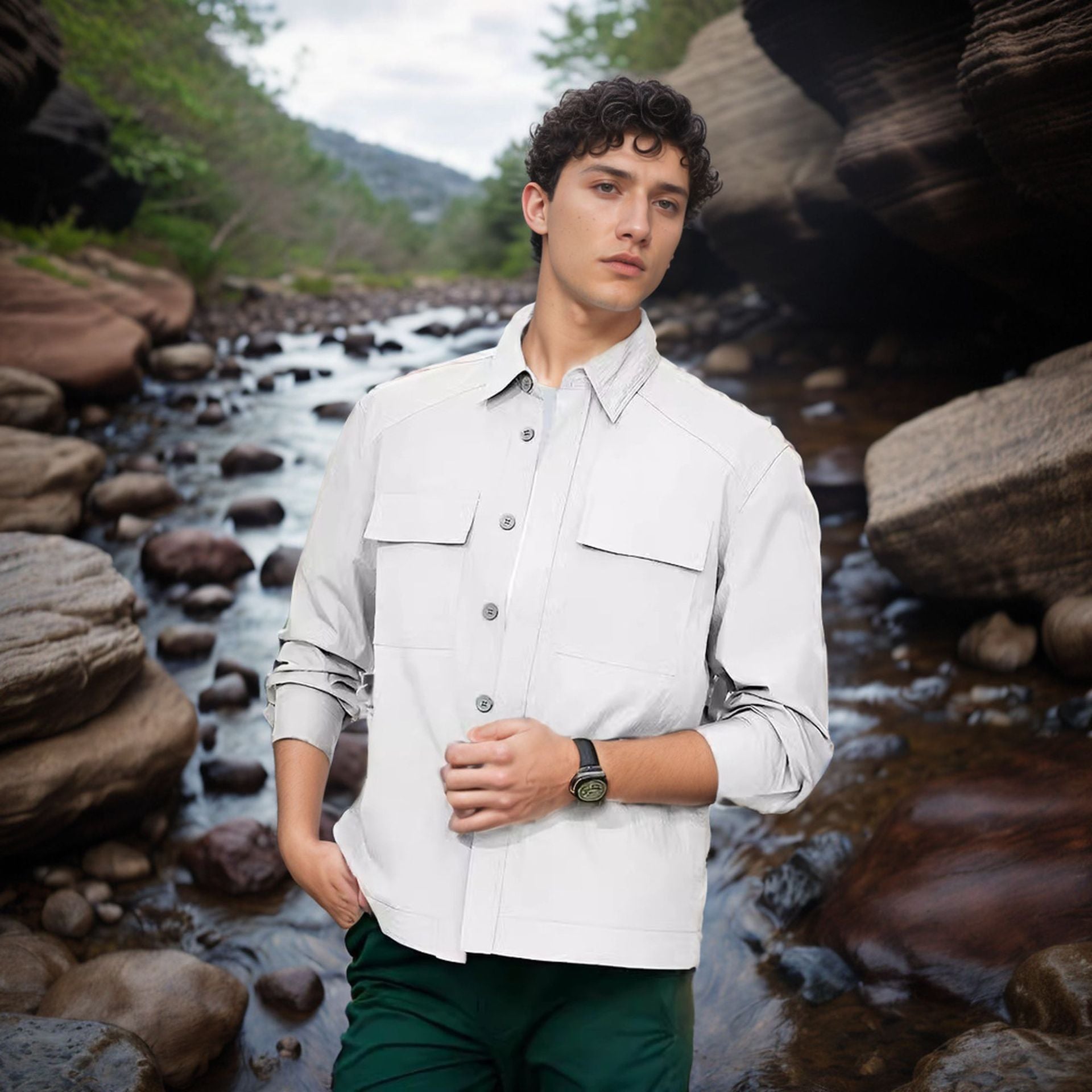 Herren Mehrzweck-Camp-Shirt mit praktischen Taschen und atmungsaktiven Eigenschaften WW