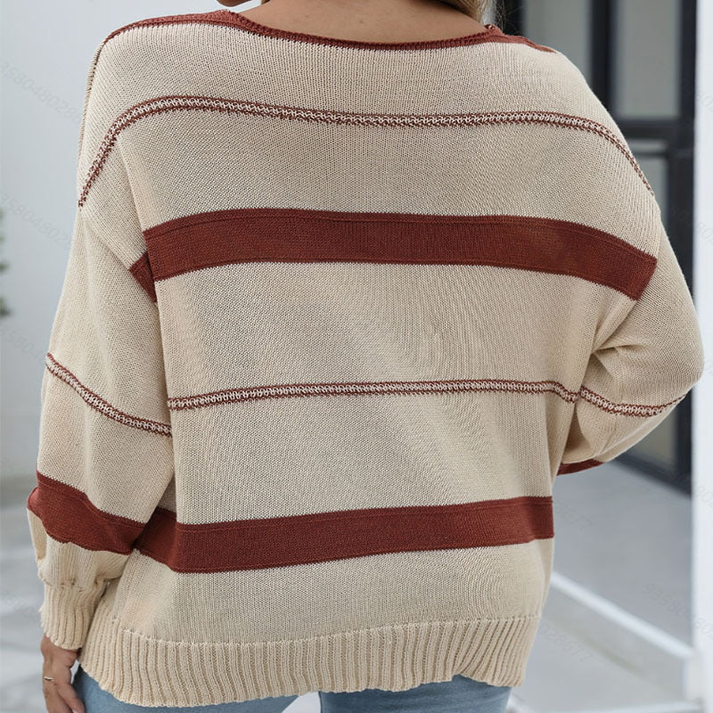 Damen lässiger Strickpullover mit weitem Schnitt WW