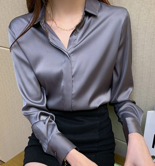 Damen Elegante und bequeme Bluse mit feinem Kragen WW