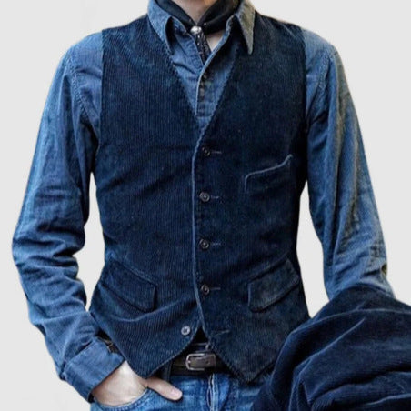 Herren Cordweste mit eleganten Details und funktionalen Taschen WW