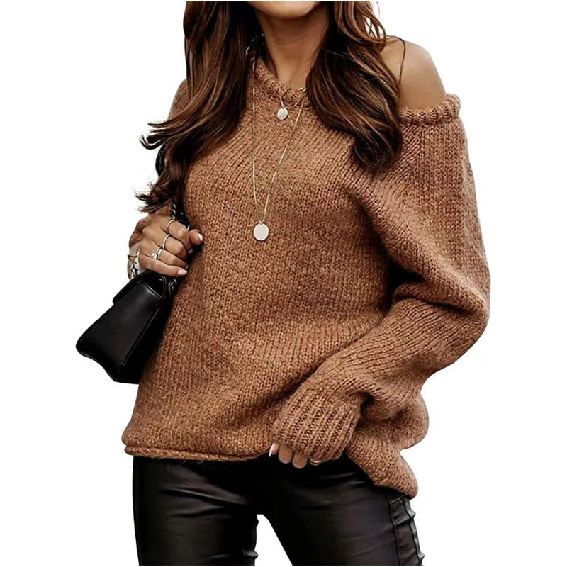 Damen Off-Shoulder Strickpullover WW