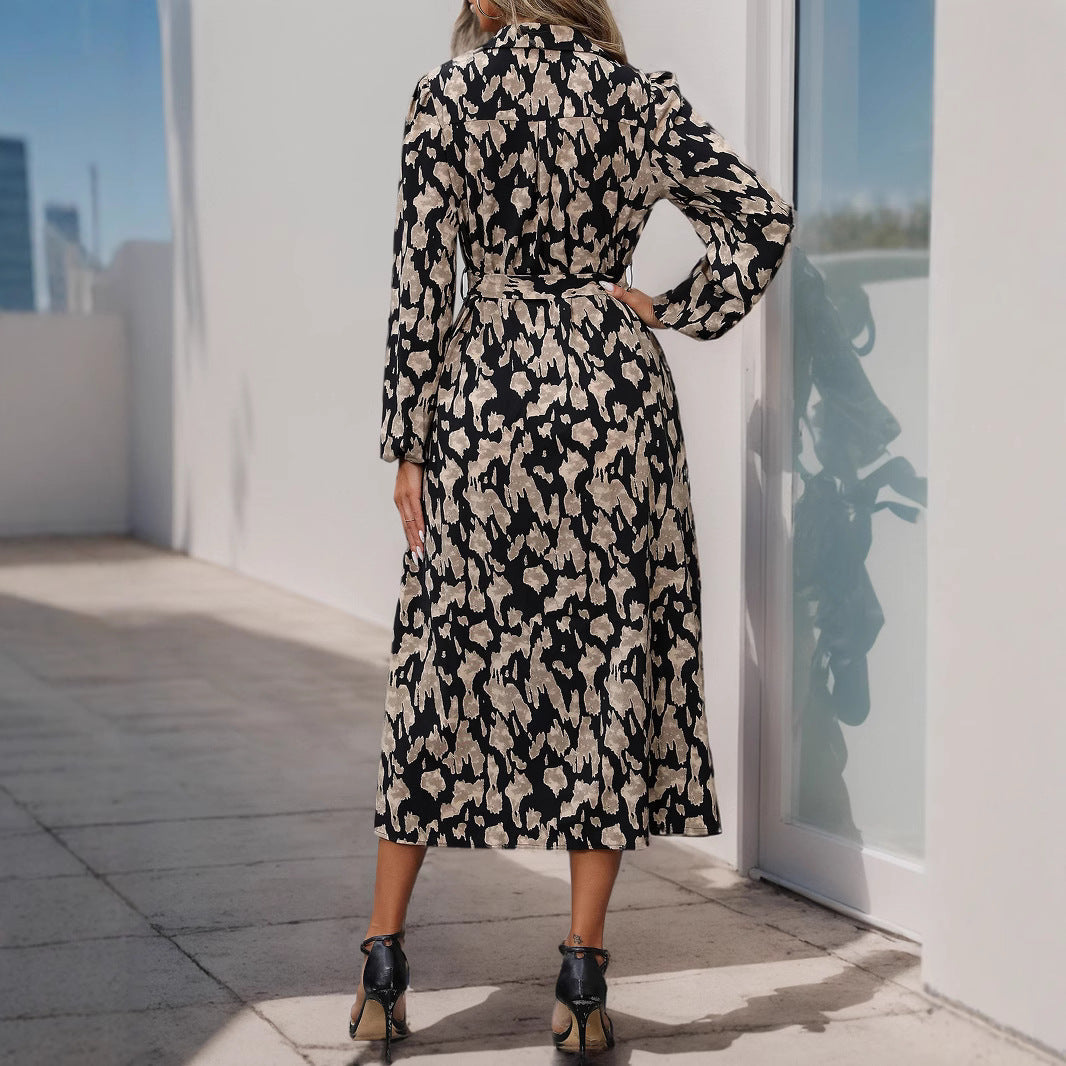 Damen Maxikleid mit elegantem Taillengürtel und stylischem Schlitzdesign WW