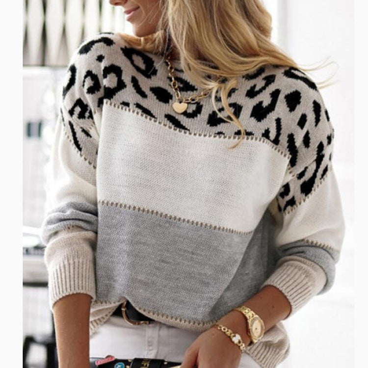 Damen Modischer Batik-Pullover mit animalischem Muster WW