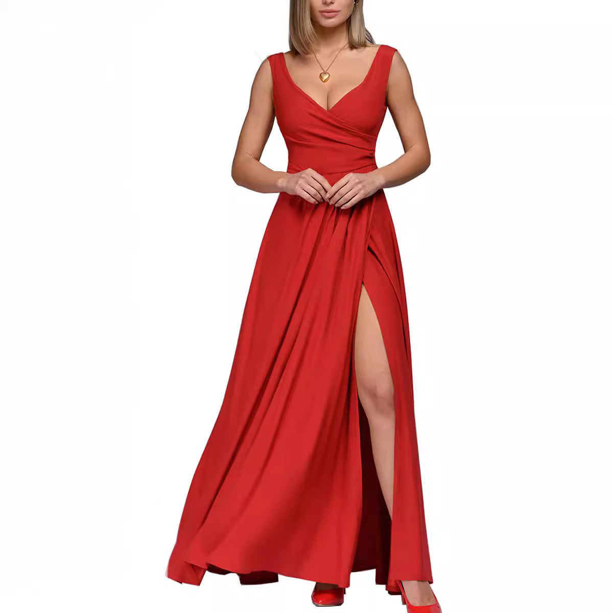 Damen Maxi-Kleid mit elegantem Wickeldesign WW