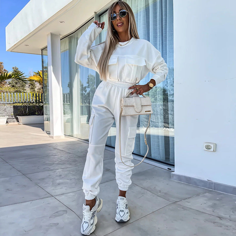Damen sportliches Set mit praktischem Cargo-Design und stylischem Sweatshirt WW