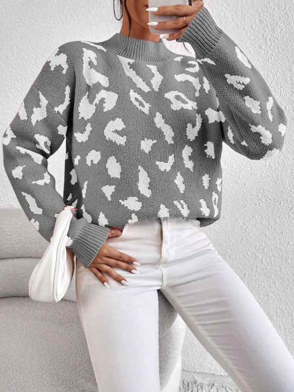 Damen modischer Pullover mit auffälligem Tiermuster und bequemer Passform WW