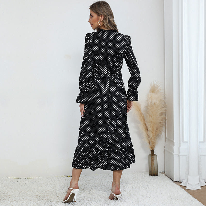 Damen Midi-Kleid mit punktiertem Design und voluminösem Saum WW