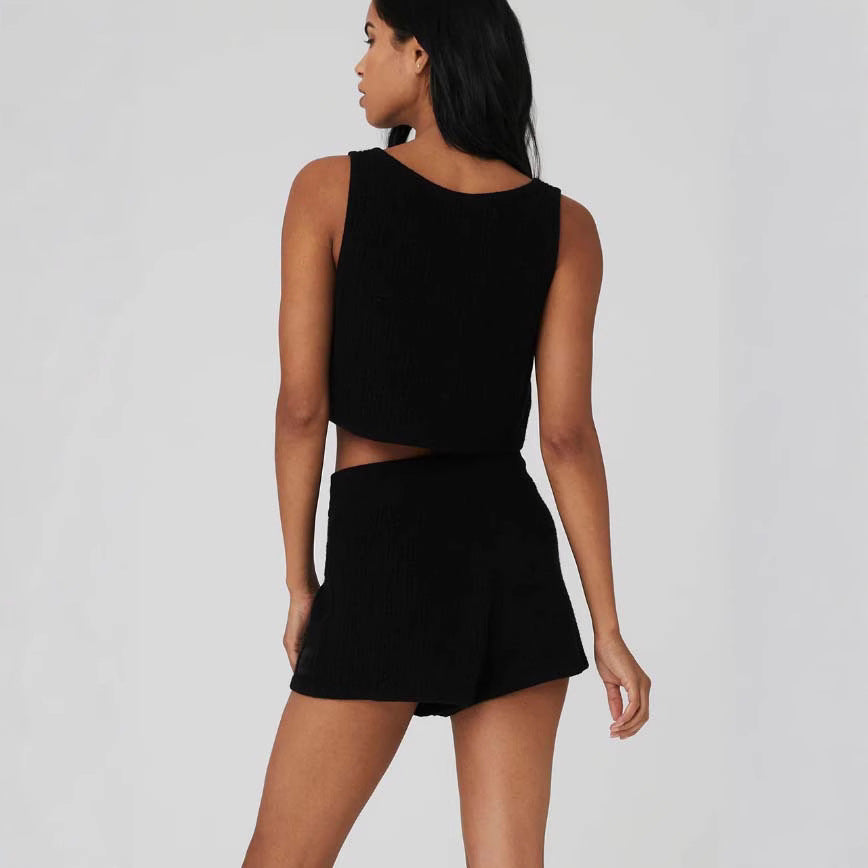 Damen lässiges Crop-Top und Shorts Set aus atmungsaktiver Baumwolle WW