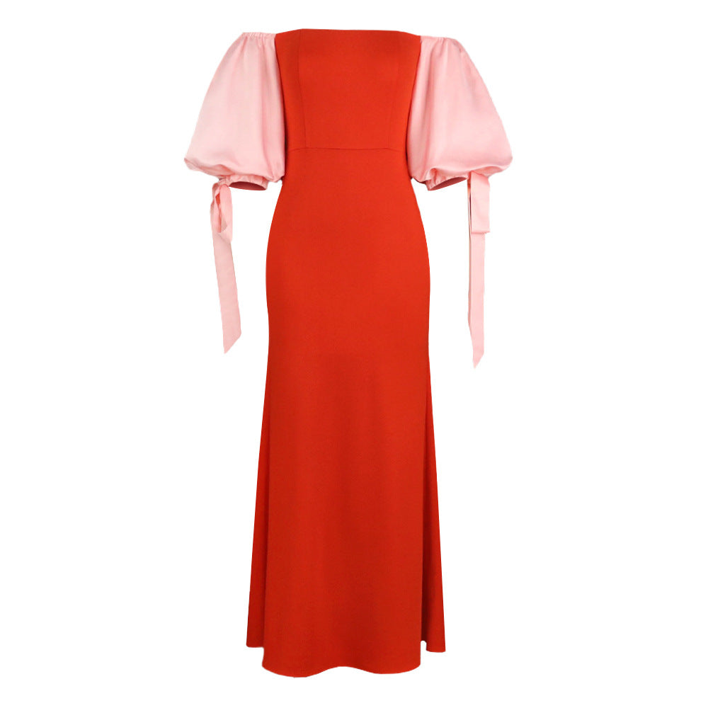 Damen Abendkleid mit schulterfreier Gestaltung und extravaganten Puffärmeln WW