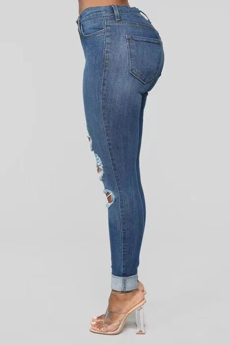 Damen Skinny-Jeans mit Riss-Design WW