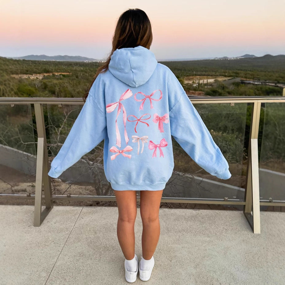 Damen Bequemer Oversized Hoodie mit verspieltem Schleifen-Design WW