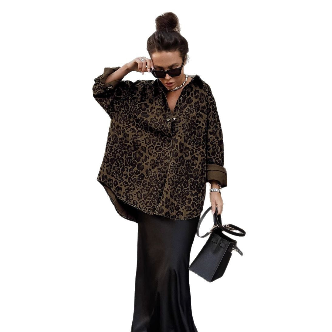 Damen Leichtes Overshirt mit Leopardenmuster und lässigem Schnitt WW