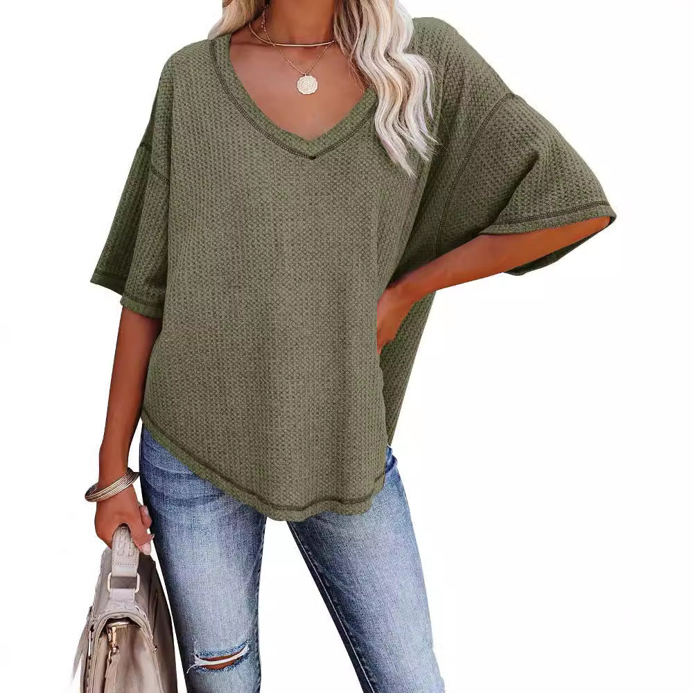 Damen lässiges Oversized-Oberteil mit strukturiertem Webmuster WW