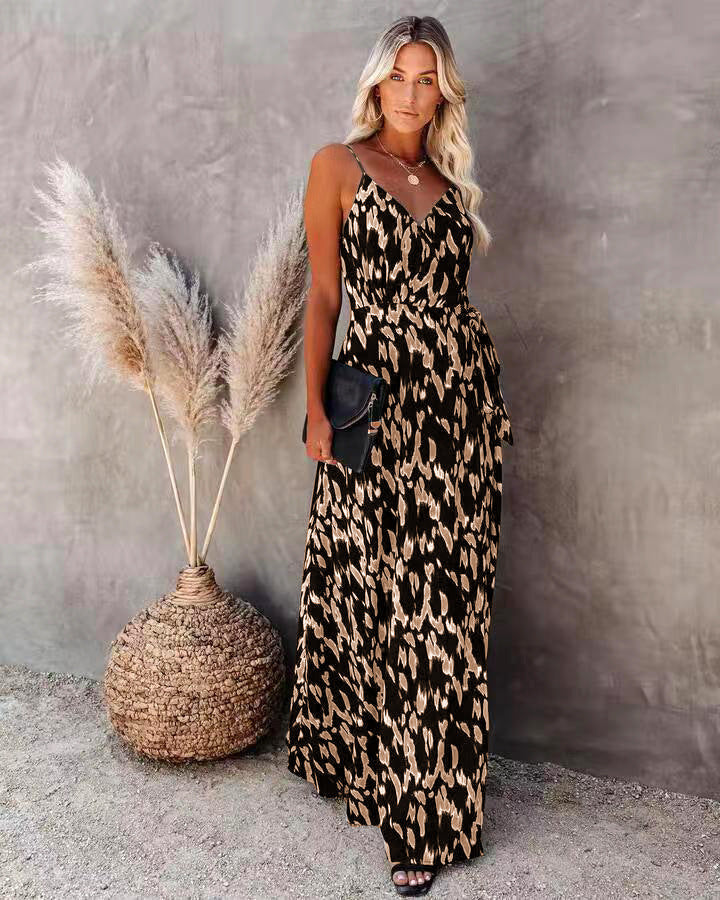 Damen Maxikleid mit elegantem V-Ausschnitt und fließendem Material WW